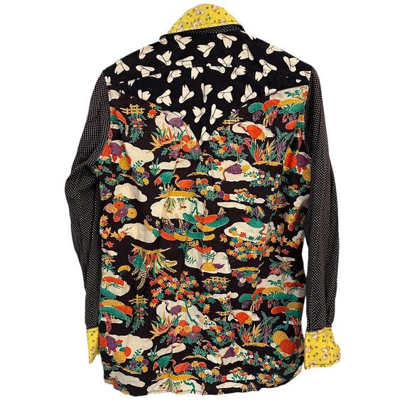 Handmade Button Up Cotton Western Shirt Ducks, Hats, Polka Dots and Flowers M - Picture 2 of 7